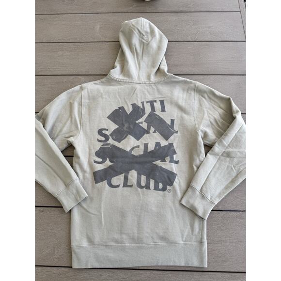 Authentic Anti Social Social Club Cancelled Tonal Hoodie Cement Small - Picture 1 of 5